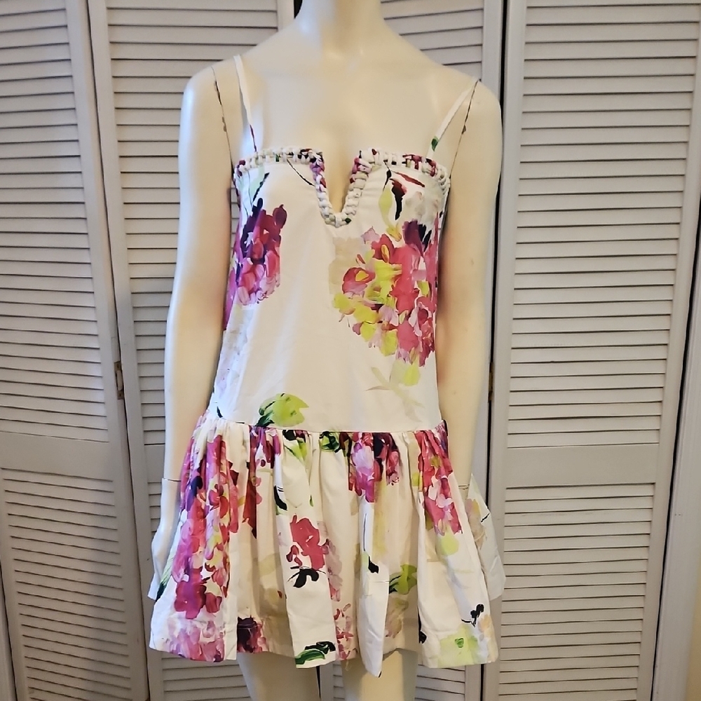 REVOLVE Floral Mini Dress - White and Pink